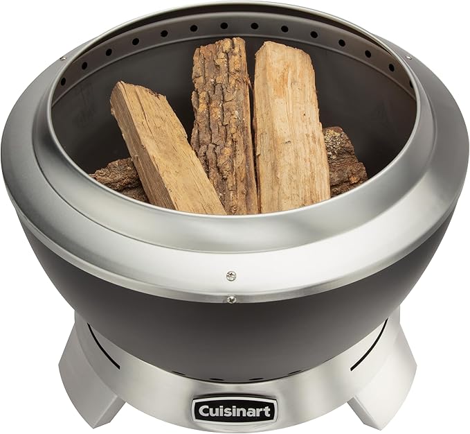 Cuisinart 19.5” Cleanburn Smokeless Fire Pit with Removable Base for Ash, Portable Wood Burning Outdoor Fireplace, Stainless Steel Smoke Free Outdoor Heater, Enhanced Airflow and Easy Cleanup