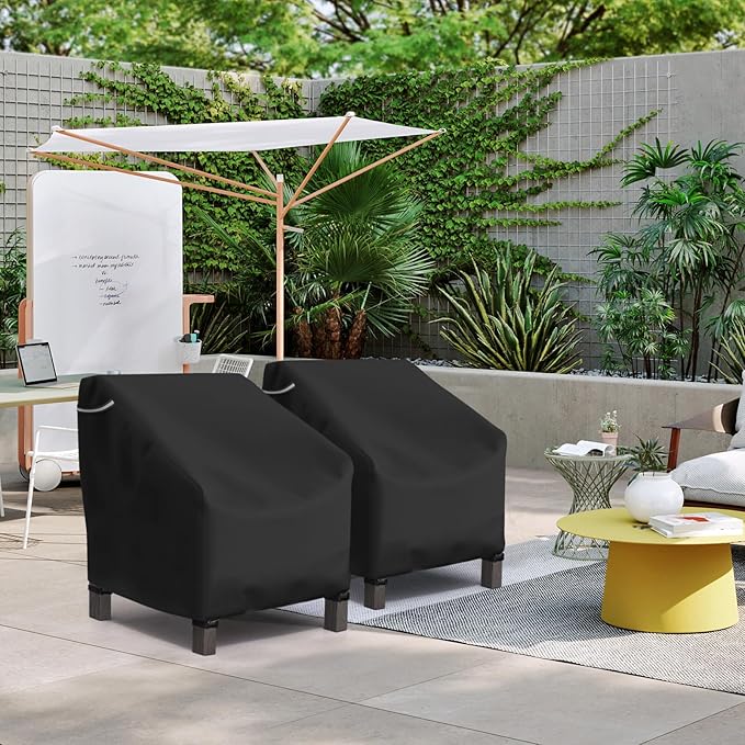 STARTWO Patio Outdoor Chair Covers 2 Pack, Outdoor Furniture Covers Waterproof adapter for Lawn Lounge Seat, Wicker, Swivel, Adirondack, Rocking Chairs, 38"W x 31"D x 29"H inch, Black