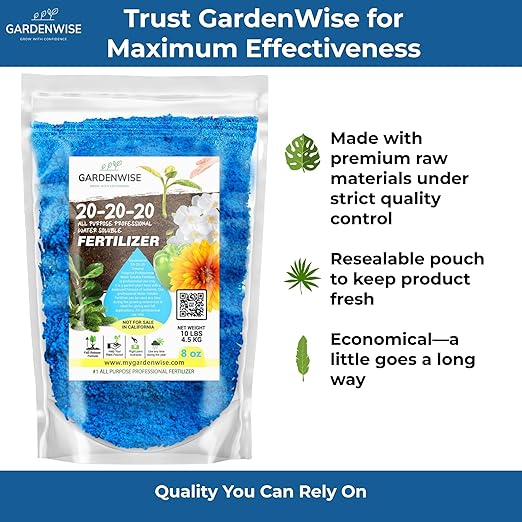 20-20-20 Water-Soluble Fertilizer β Powder for Liquid Plant Food for Indoor & Outdoor Plants, Orchids, Vegetables, Lawns, Flowers β 20 20 20 Fertilizer 1 Quart (2 lbs)