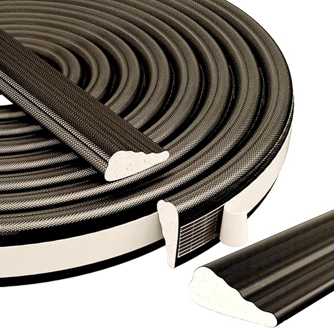 Wedge-Shape Window Weather Stripping Door Seal, 118” Foam Winter Insulation Strip for Exterior Front Door Frame Window Soundproofing Noise Cancelling Window Inserts, Brown