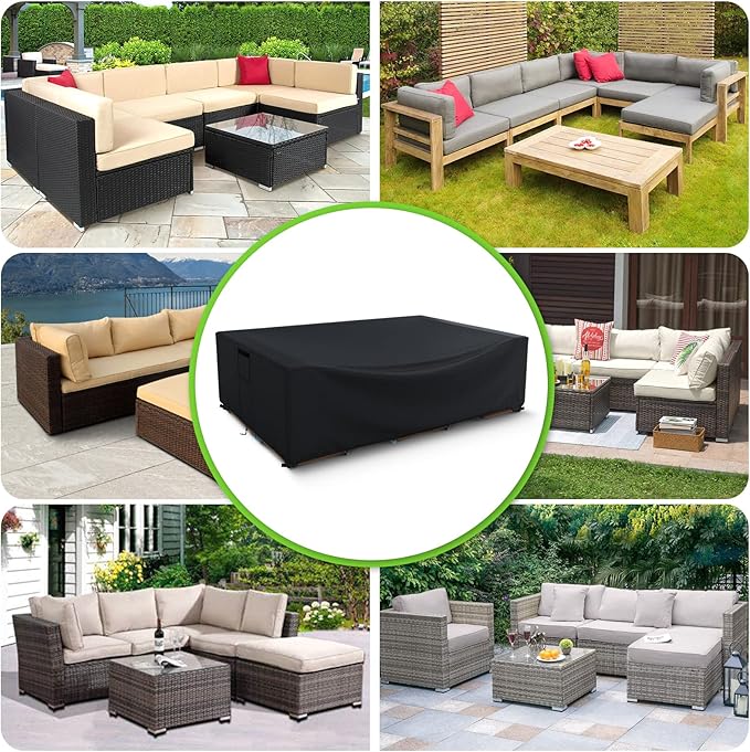 Patio Furniture Covers Waterproof, Heavy Duty 600D Outdoor Furniture Covers for Outside Sectional Sofa Set,Tear Resistance and Anti-UV, Black, 48"L x 28"W x 13"H