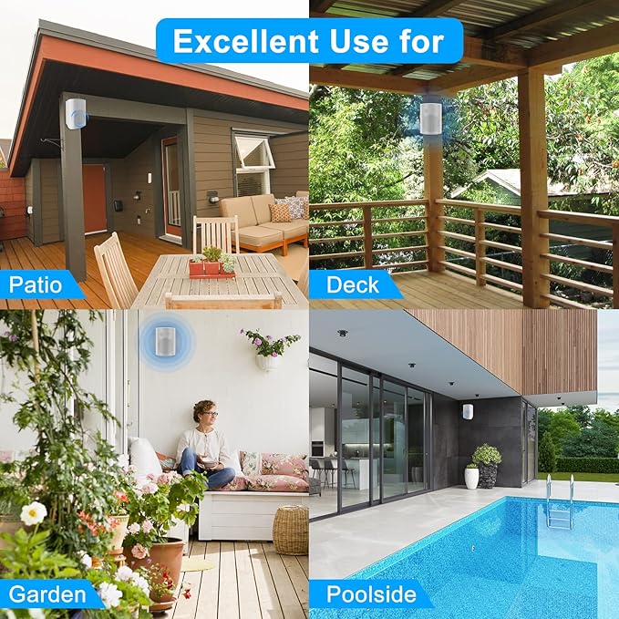 STUDIOFINIX 6.5 Inch Passive Indoor Outdoor Speakers Wired Waterproof with 800Watts, Wall Mount Speaker,for Patio,Covered Porch,Deck,Poolside(4 Speakers,White)