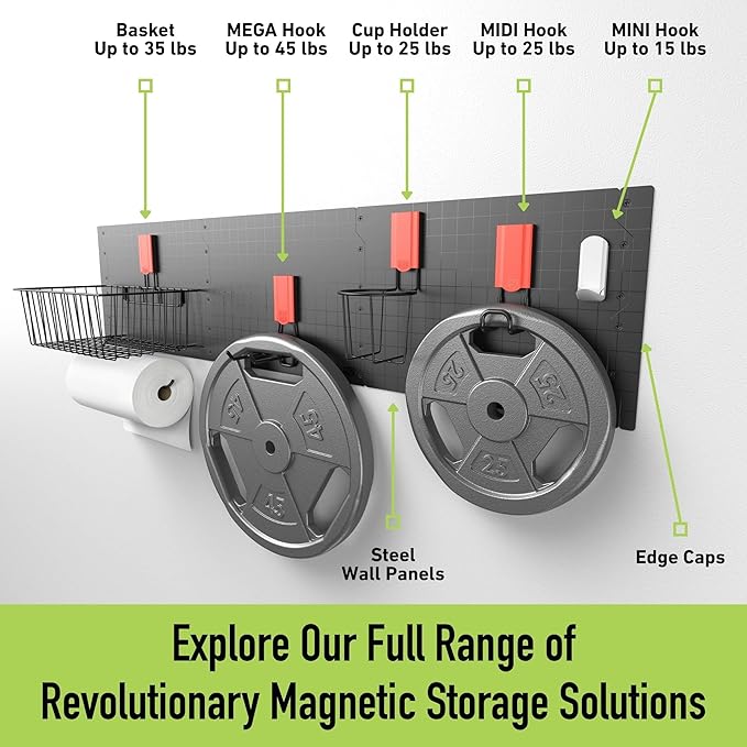 GATOR MAGNETICS MIDI 2.5 & 4" Open Hooks, 25 lb Heavy Duty Magnetic Hooks for Steel Surfaces, Patented Easy-Release, Non-Slip Grip – Storage & Organization, Garage, Shed, Home, Cleaning Tools -4 Pack