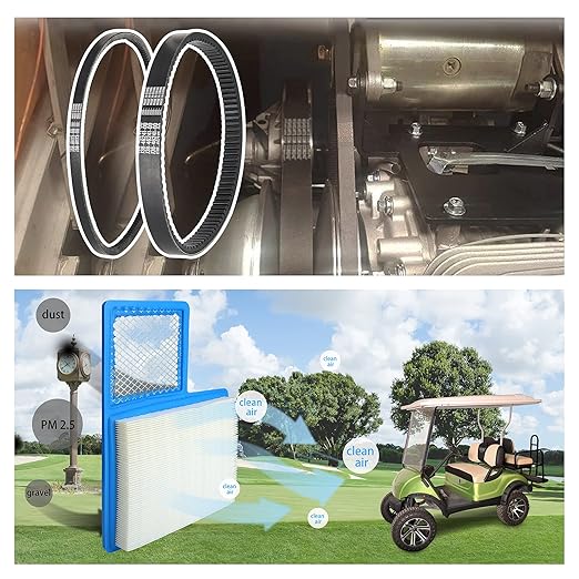 10L0L Golf Cart Tune Up Kit with Starter Generator Belt & Drive Belt for Yamaha 1996-up G16 G19 G22 & 2012-up G29 Gas Model W/ 4 Cycle 301cc 357cc Engine Air Filter Pre Fuel Filter Spark Plug