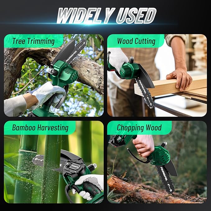 2-in-1 Pole Saws for Tree Trimming, Brushless Mini Chainsaw 6 Inch with Extension Pole, Electric Pole Saw with 2*2.0 Ah Battery Powered Pole Chainsaw, Electric Tree Trimmer for Branch Cutting