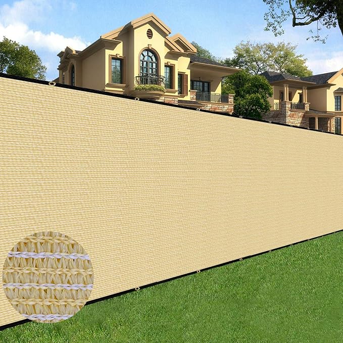 Sunnyglade 6 feet x 50 feet Privacy Screen Fence Heavy Duty Fencing Mesh Shade Net Cover for Wall Garden Yard Backyard (6 ft X 50 ft, Sand)