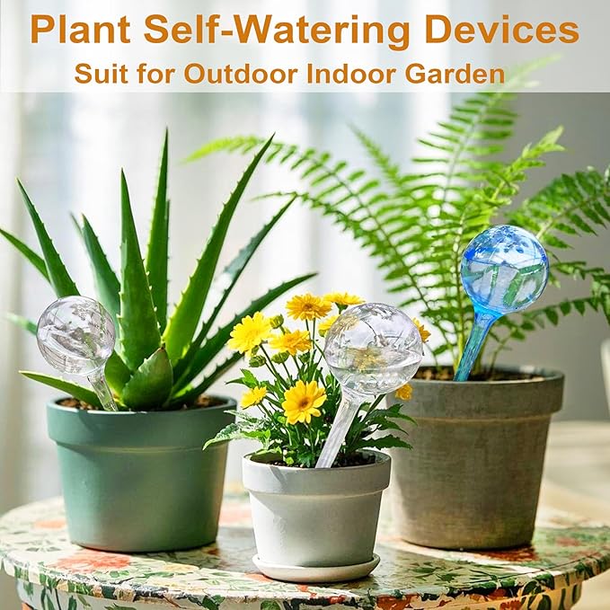 Plant Automatic Watering Devices, Clear Plastic Self-Watering Bulbs Flower Automatic Watering Device While Away Garden Waterer for Plant Indoor Outdoor