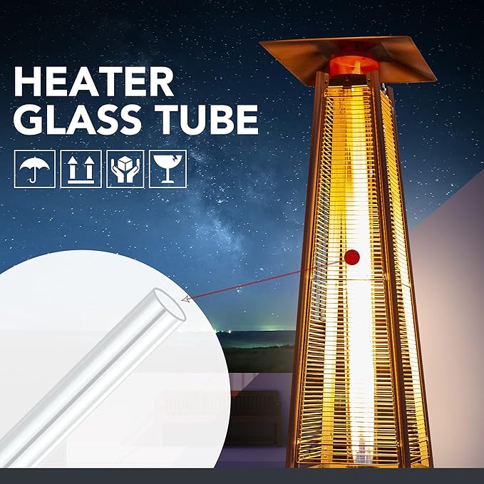 PAMAPIC Patio Heater Glass Tube Replacement for 4-Sided Outdoot Patio Pyramid Heater,49.5 inch tall