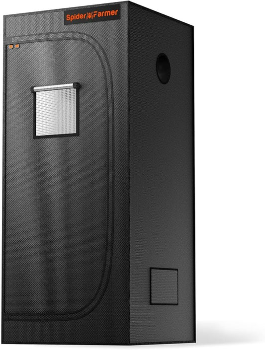 Spider Farmer 2.3x2.3x5.2 Grow Tent Pro-Grade, 28"x28"x63", with Observation Window Floor Tray, 1680D Thicken Mylar Canvas, 2x2 for Indoor Hydroponic Growing for SF1000, SE1500, G1500