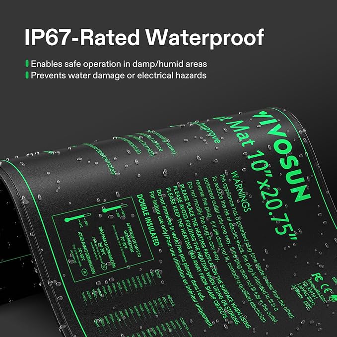 VIVOSUN 4-Pack 10" x 20.75" Durable Waterproof Seedling Heat Mat, UL & MET-Certified Warm Hydroponic Heating Pad for Germination, Indoor Gardening, Greenhouse