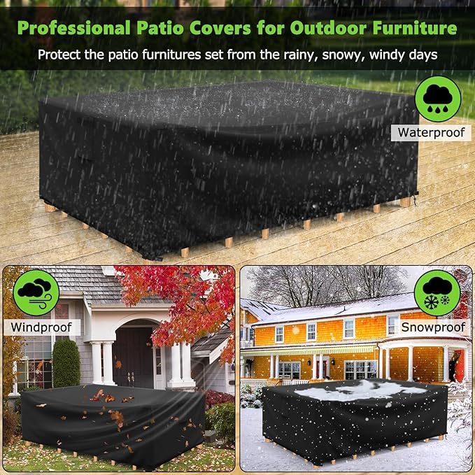 Patio Furniture Covers Waterproof, Heavy Duty 600D Outdoor Furniture Covers for Outside Sectional Sofa Set,Tear Resistance and Anti-UV, Black,78"L x 78"W x 33"H