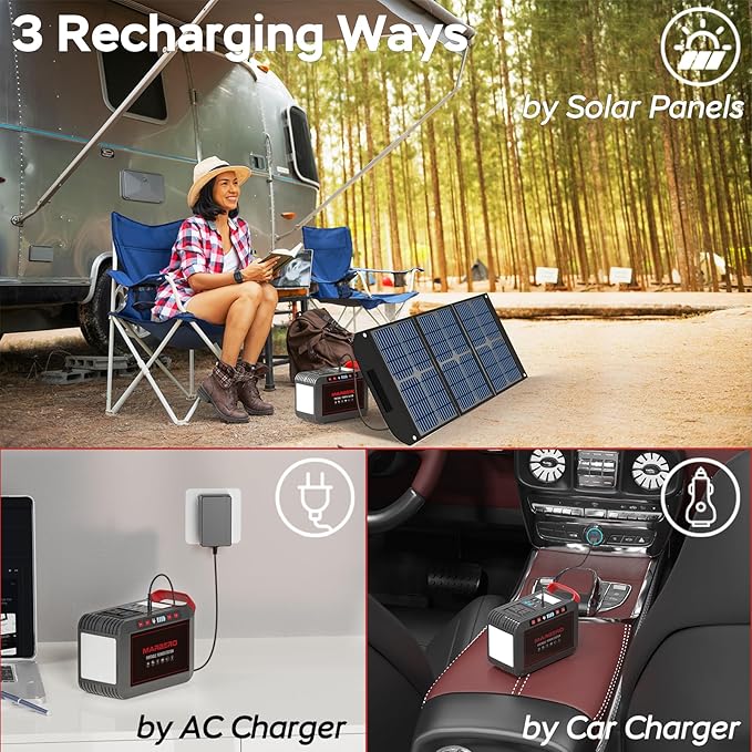 Portable Power Station 300W MARBERO 237Wh Camping Solar Generator Backup Lithium Battery with Pure Sine Wave 110V AC Outlet, USB C, USB A, DC for Outdoors Camping CPAP Home Blackout Emergency