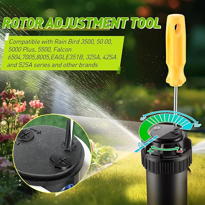 Sprinkler Head Tool Compatible with Rain Bird Hold-Up Tool, 2 Pcs Rotor Hold Up Kit with Bubble Level and Sprinkler Spray Head Rotor Adjustment Screwdriver for Lawn Irrigation System Repair