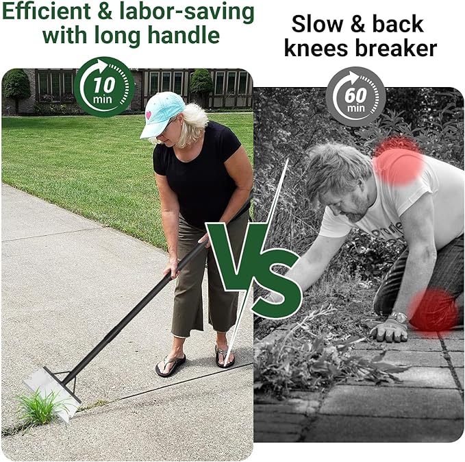 Garden Flat Shovel Scraper, Heavy Duty Floor Scraper with 59 Inch Long Handle, Outdoor Multifunctional Weed Cleaning Shovel for Gardening Edging Trenching Weeding and Removing Snow, Weeds, Dirty, Moss