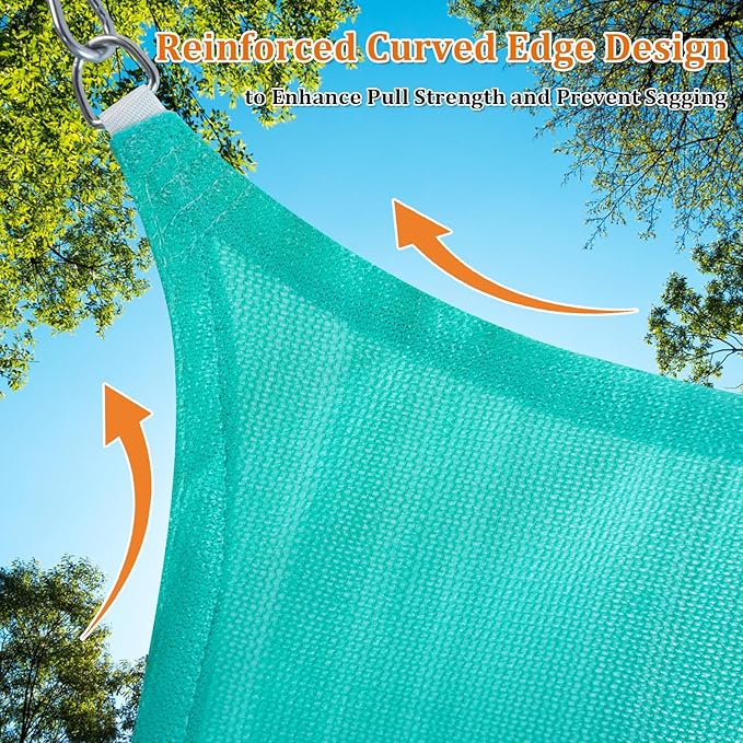 Shade&Beyond Sun Shade Sail Breathable UV Block Outdoor Covering Cloth for Backyard, Pool, 16'X20'X20', Turquoise (Customized Available)