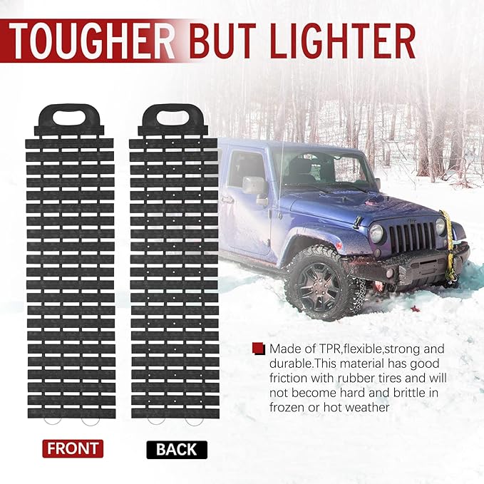 BUNKER INDUST Tire Traction Mats Portable Recovery Tracks for Off Road 4X4 Snow, Ice, Sand,Emergency Devices with Bag Gloves for Cars, Trucks, Van(2 Pack)