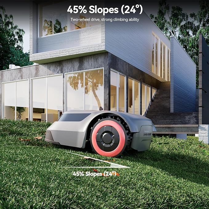 Redkey MGC500 Robot Lawn Mower with 390ft Boundary Wires for 0.12 Acre (1/8 Acre), 45% Slope, 70Mins Runtime, Auto Recharge, Automatic Robotic Lawn Mower w/Precise Location & Breakpoint Detection