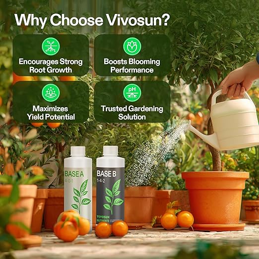 VIVOSUN Liquid Nutrients Base A & B Bundle, Grow Big Hydroponic Fertilizer, Supports Vegetative and Flowering Stages for Outdoor, Indoor Plants, Best Plant Food, Set of 8oz