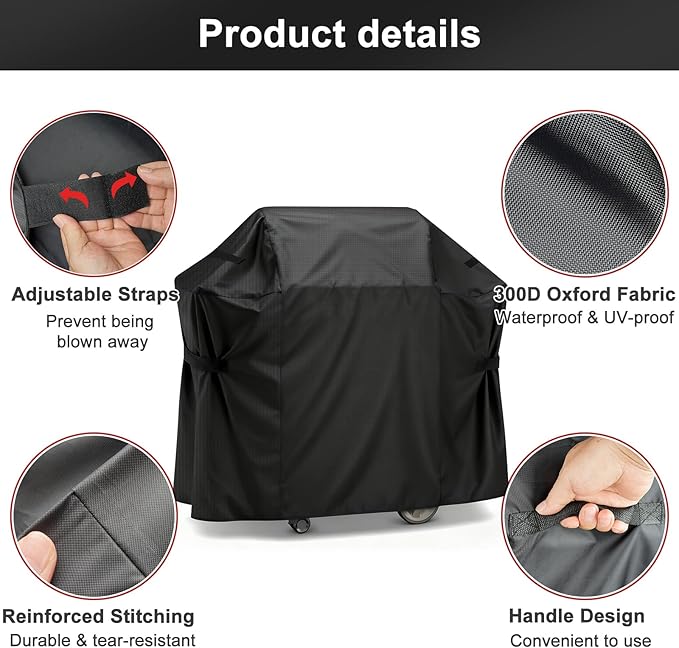 LBTING Grill Cover, 48-inch Heavy Duty 300D Oxford Waterproof Windproof UV Resistant BBQ Gas Grill Cover for Outdoor Barbecue Fit Most Brands Weber, Brinkmann, Char Broil, Holland