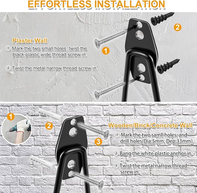 REMIAWY Garage Hooks Heavy Duty, Steel Utility Garage Storage Hook 6 Pack, Wall Mount Double Tool Hangers with Anti-Slip Coating for Hanging and Organizing Ladder Bike, Garden Tools, Bulk Items