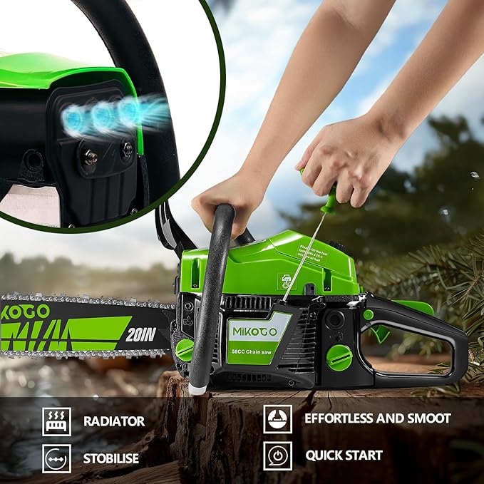 58CC Gas chainsaw ,20&18 Inch 2-Stroke Gasoline Gas Powered Chainsaws for Cutting Wood Tree Outdoor Garden Farm Home