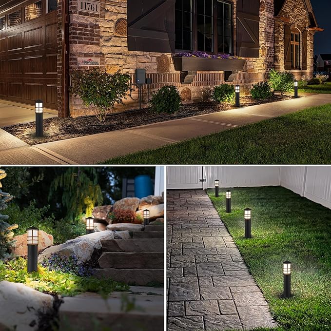 SUNVIE All-in-One LED Landscape Lighting Kit, 8-Pack Low Voltage Pathway Lights with Transformer and 100FT 16/2 AWG Wire, 3000K Waterproof Landscape Lights with Connectors for Walkway Garden Yard
