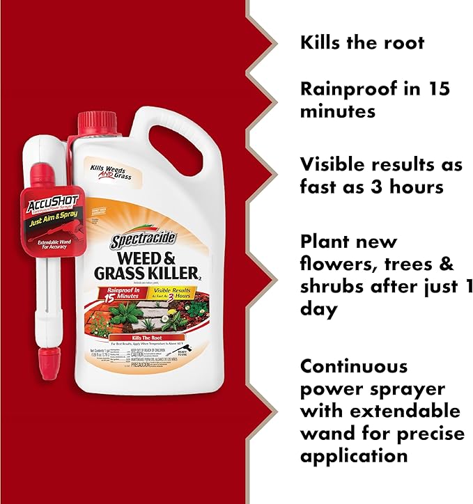 Spectracide Weed And Grass Killer 1 Gallon, With AccuShot Continuous Power Sprayer, 4 Pack