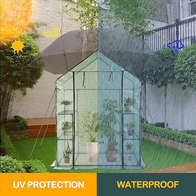 Mini Greenhouse,Greenhouses for Outdoors,Portable Walk in Green House for Garden Plants That Need Frost Protection and Away from Pests, Animals(56"x30"x76")-Green