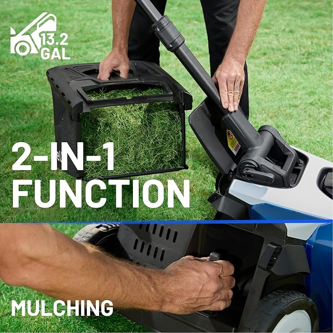 Electric Lawn Mower, Self-propelled Lawn Mower Cordless 40V(2x20V) 18.5" Brushless Mower with Electric Cutting Height Adjustment, Higher Rotation Speed, 2 x 4.0Ah Battery and Rapid Charge Included