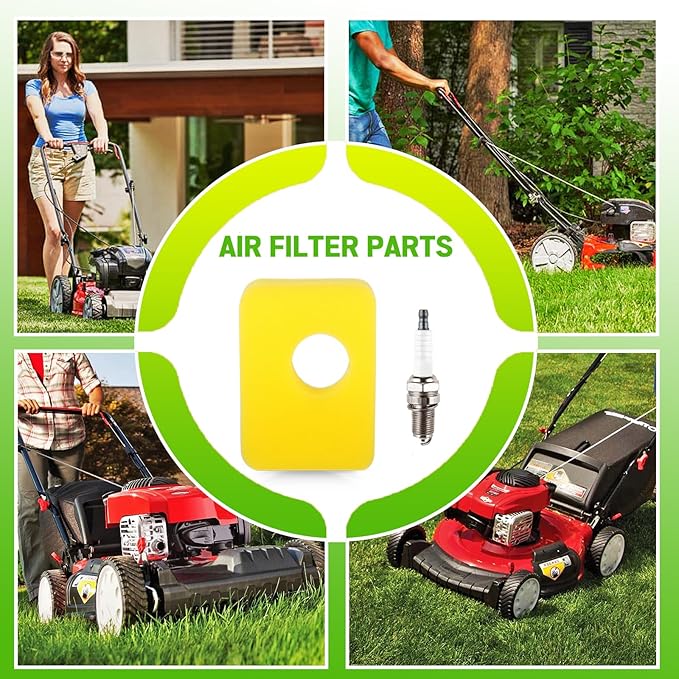 4 PCS 799579 Air Filter with Spark Plug Compatible with 550E-550Ex Series 09P000, 08P000 Engine, Lawn Mower Air Cleaner Foam Filter Replaces 4248 5434 799579