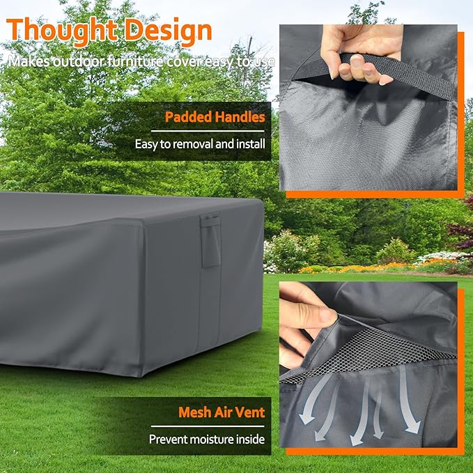 STARTWO Patio Furniture Covers, Waterproof Heavy Duty Outdoor Furniture Cover for Table Chairs and Sectional Sofa Set,126x64x28in,Gray