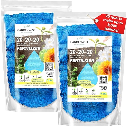 20-20-20 Water-Soluble Fertilizer β Powder for Liquid Plant Food for Indoor & Outdoor Plants, Orchids, Vegetables, Lawns, Flowers β 20 20 20 Fertilizer (20 QUARTS)