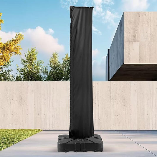 Patio Cantilever Umbrella Cover Outdoor Offset umbrellas Covers with Zipper and Rod UV Resistant Waterproof for Pool Deck Garden, Black