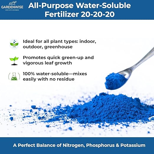 20-20-20 Water-Soluble Fertilizer β Powder for Liquid Plant Food for Indoor & Outdoor Plants, Orchids, Vegetables, Lawns, Flowers β 20 20 20 Fertilizer 1 Quart (2 lbs)