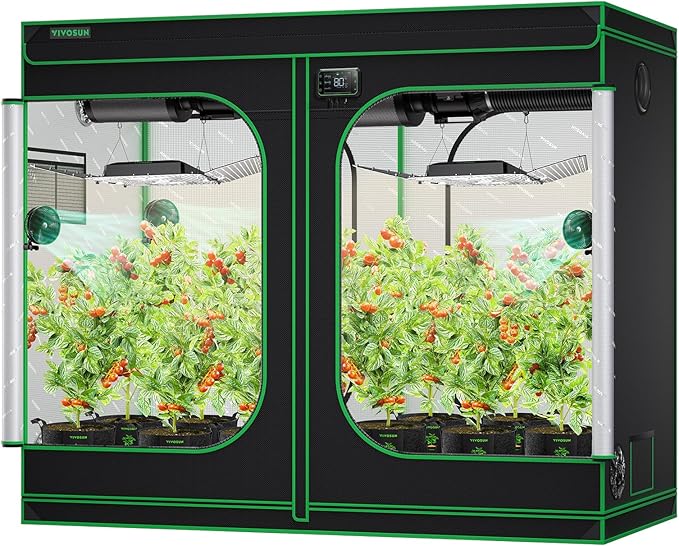 VIVOSUN S848 4x8 Grow Tent, 96"x48"x80" High Reflective Mylar with Observation Window and Floor Tray for Hydroponics Indoor Plant for VS4000/VSF4300