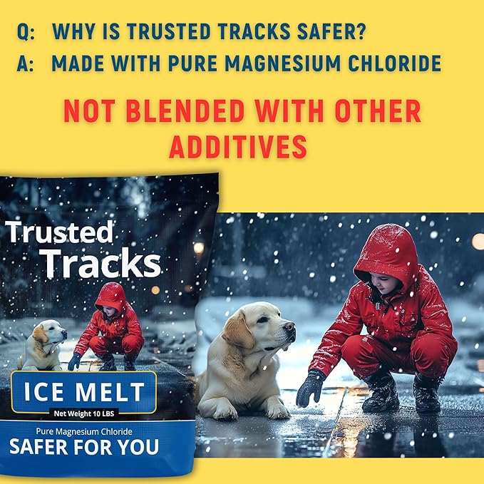 Ice Melt, Pet Safe Ice Melt, 10 LBS Premium Snow Melter, Pure Magnesium Chloride, Safer for Pets, Concrete, Effective to -35 F, 10 lb