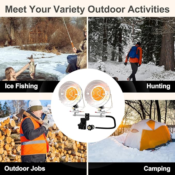 GASLAND PH02S 30,000 BTU Propane Tank Top Heater, Double Burner Tank Top Heate for Camping,LP Gas Heater for Garage, Porch, Outdoor Sports Event