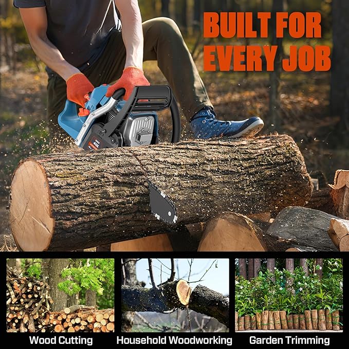 SENIX 16" Gas Chainsaw 46cc 4-Stroke Gas Powered Chainsaws, Cordless Chain Saw with Loop Handle for Wood Cutting and Tree Trimming, Low Emissions & Easy Maintenance, CS4QL-L3