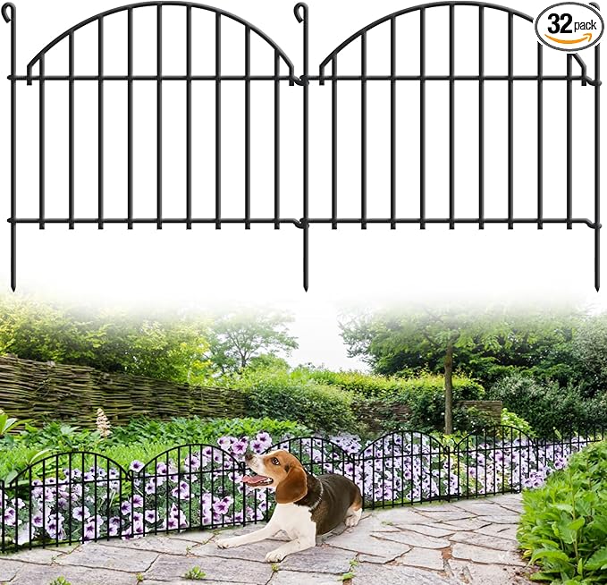 45.33ft x 20in Garden Fence, 32 Panels Animal Barrier Fences for Dogs Rabbit, Anti Digging Defense Edging Border, Rustproof Metal Arched Decorative Fencing for Outdoor Patio, Yard, Lawn