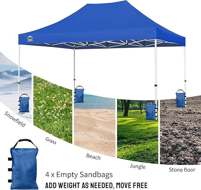 CROWN SHADES Sand Bags for Canopy Legs (150 LBS) Sandbags for Weight, Canopy Weights, Pop Up Tent Weights Bags, Blue (Unfilled)