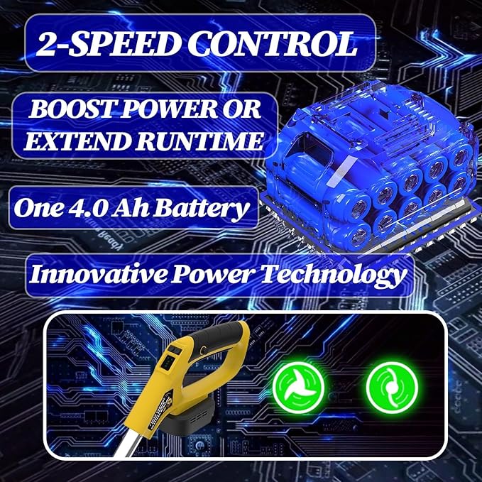 20000 RPM(4.0AhX1) Electric Weed Wacker,Dual-Durable-Line,Metal Blades,Wheel,4-in-1 Battery Powered Weed Eater Cordless+String Trimmer+Edger Lawn Tool+Brush Cutter,Weed Whacker,Weed Trimmer Lawn