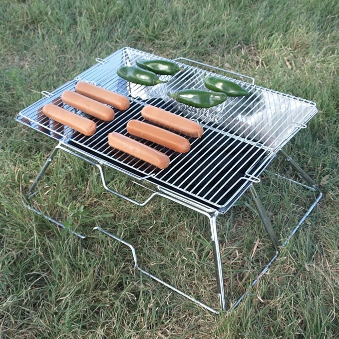 Quick Grill Large: Portable Camping Charcoal Grill with Carrying Bag for Backpacking / 304 Stainless Steel Grill/Outdoor Stove Burner/Hiking Travel Picnic BBQ