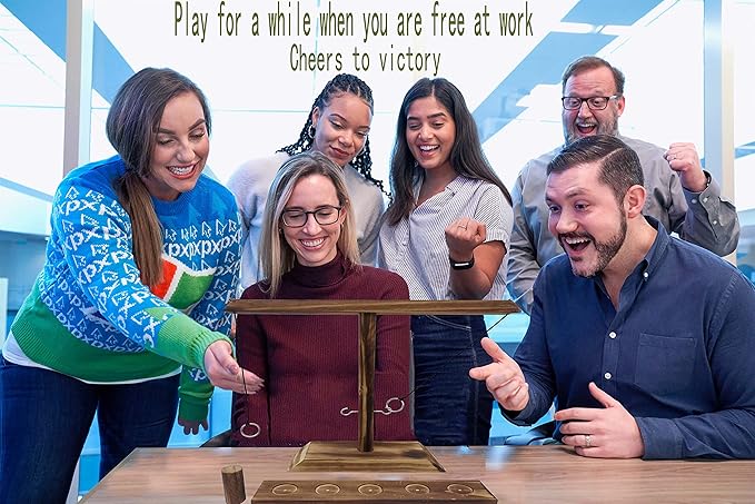 Wooden Ring Toss Game - Classic 2-Peg Tossing Set | Handmade Halloween Games & Thanksgiving Entertainment for Adults, White Elephant Gift Exchange, Portable Family Fun for Backyards & Parties