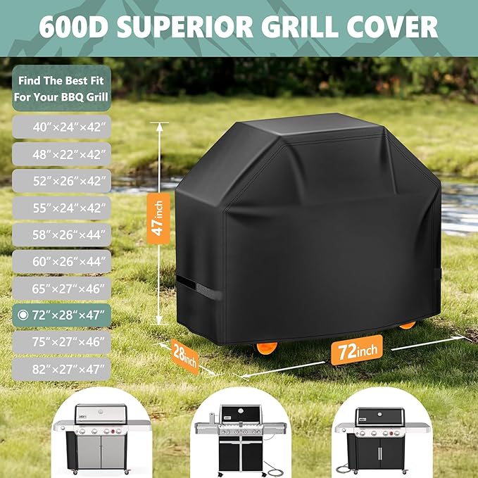 Grill Cover 72 Inch - Superior BBQ Cover for Weber Summit 600 Series Gas Grill - 600D Large Outdoor Barbecue Covers for Weber 6 Burner Summit 670, Summit 620 and Genesis 600, Genesis 400