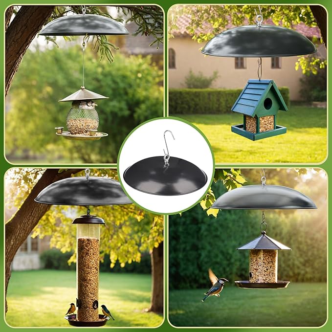 Baffle for Bird Feeder, 13 Inch All Metal Heavy Duty Weather Protective Dome, Weather Guard Rain Snow Cover for Hanging Bird Feeders Hummingbirds Feeders Outdoor