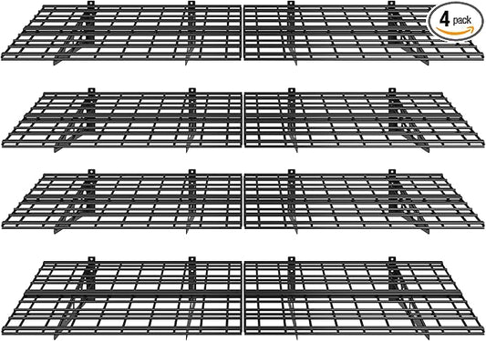 FLEXIMOUNTS 4-Pack 2x6ft 24-inch-by-72-inch Wall Shelf Garage Storage Rack Floating Shelves, Black
