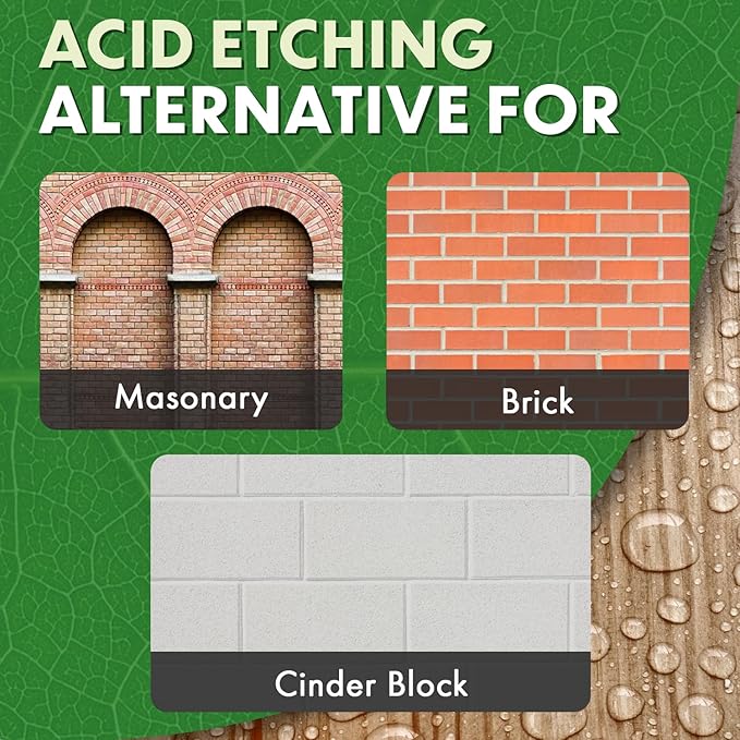 Eco Etch Pro Concrete Cleaner & Etcher Dissolver - Efflorescence, Rust & Dirt Remover from Brick, Driveway, Garage - Gentle Substitute for Citric Acid - Non-Toxic & Safe - 55 Gallon