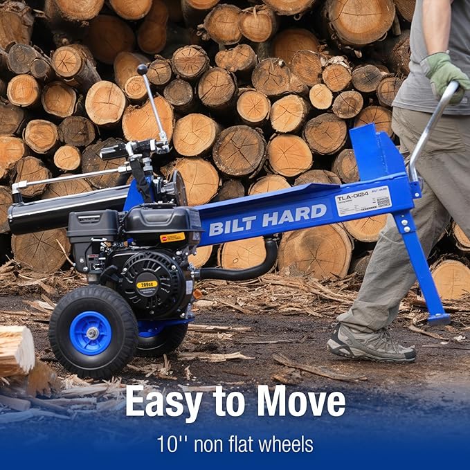BILT HARD 18-Ton Portable Gas Log Splitter, Rapid Auto Return Ram System with 2-Stage Gear Pump, Wood Splitter with 7 HP 209cc Engine, Horizontal Full Beam Steel Wedge Firewood Splitting