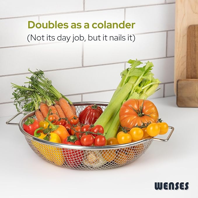 Round Soil Sifter for 5-Gallon Bucket (3/8-inch Mesh), Stainless Steel Garden Sieve with Handles