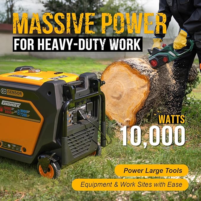 10000W Dual Fuel Inverter Generator, Gasoline or Propane Powered Portable Generator, ATS Ready, 50A Ultra Outlet, Remote Start, CO Sensor, ECO Mode, Super Quiet for Home Backup & RV Use